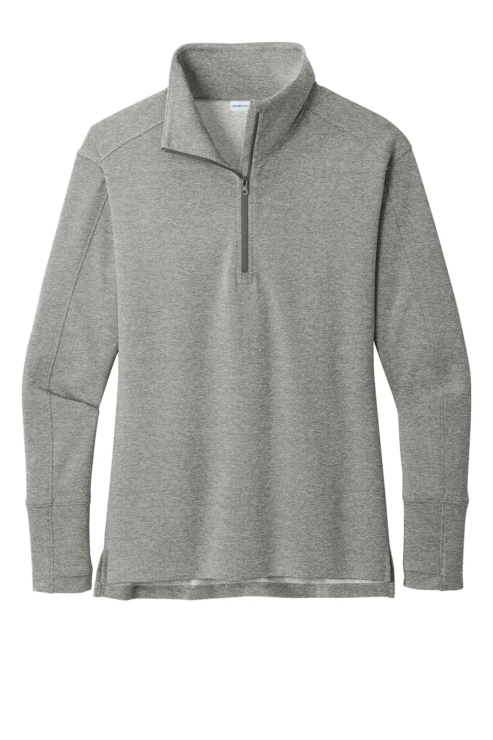 Sport-Tek Womens Flex Fleece Moisture Wicking 1/4 Zip Sweatshirt - Heather Light Grey