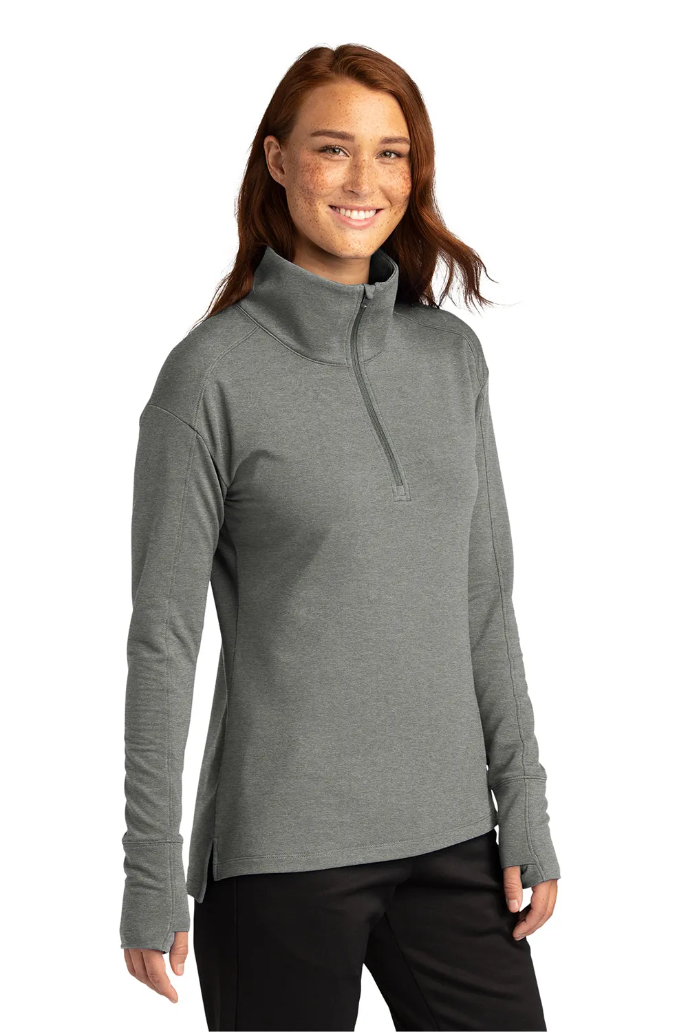Sport-Tek Womens Flex Fleece Moisture Wicking 1/4 Zip Sweatshirt - Heather Light Grey