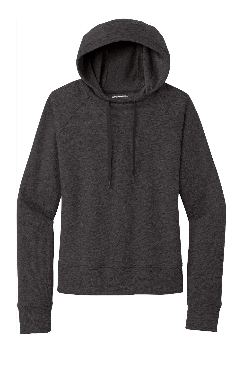 Sport-Tek Womens French Terry Hooded Sweatshirt Hoodie - Heather Black - Closeout