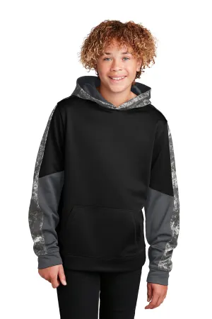 Sport-Tek Youth Sport-Wick Mineral Freeze Moisture Wicking Fleece Hooded Sweatshirt Hoodie w/ Pouch Pocket - Black