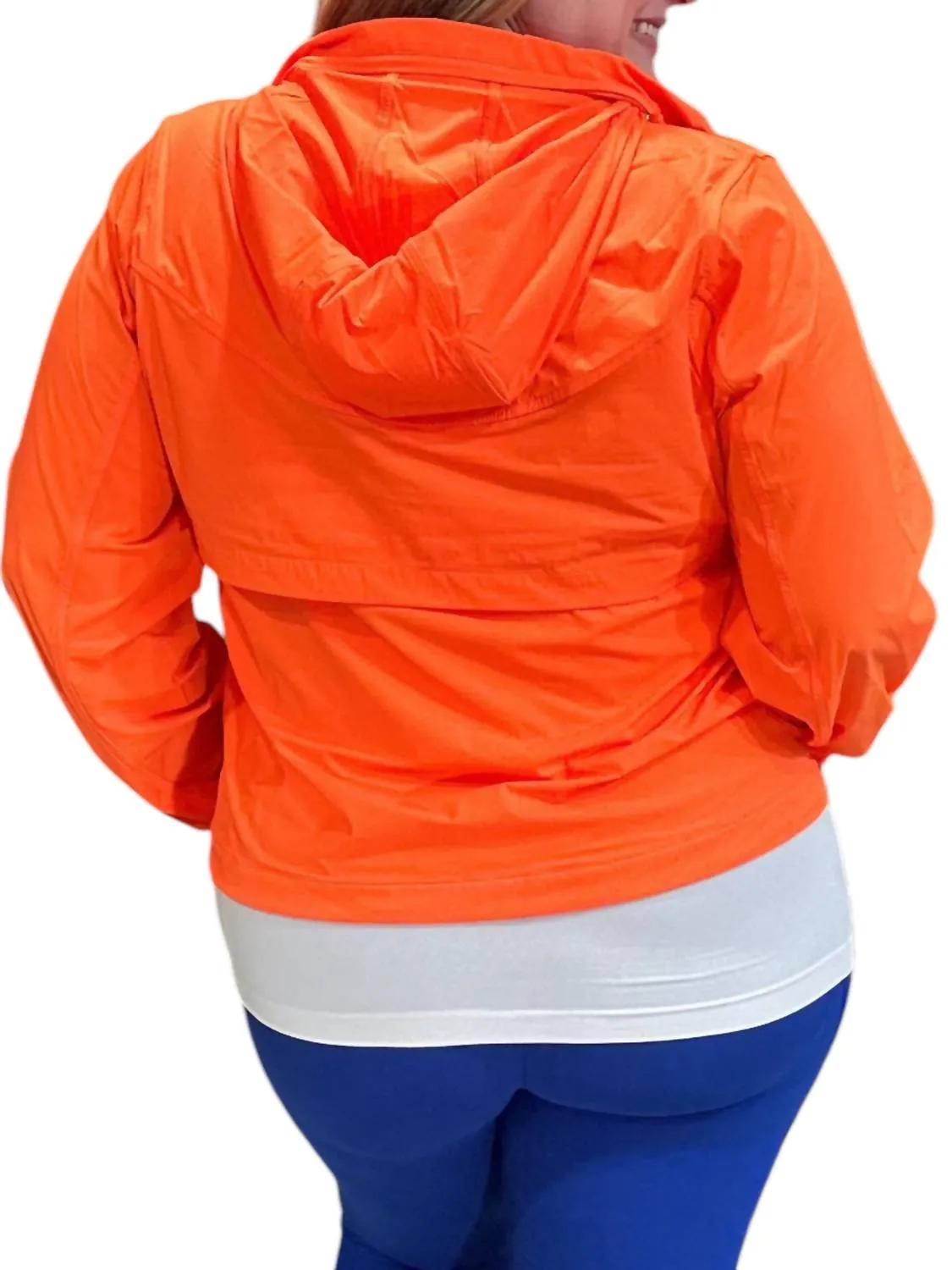 Stretch Long Sleeve Hoodie Jacket In Orange