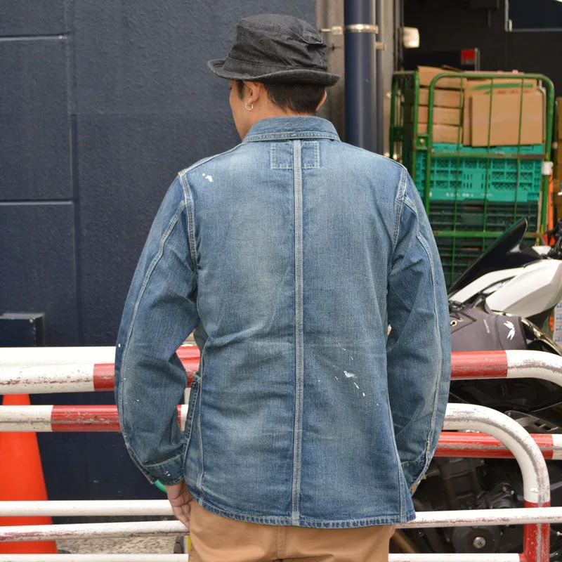 SUGAR CANE "SC15708" 11oz. Blue Denim Work Coat Aged Model