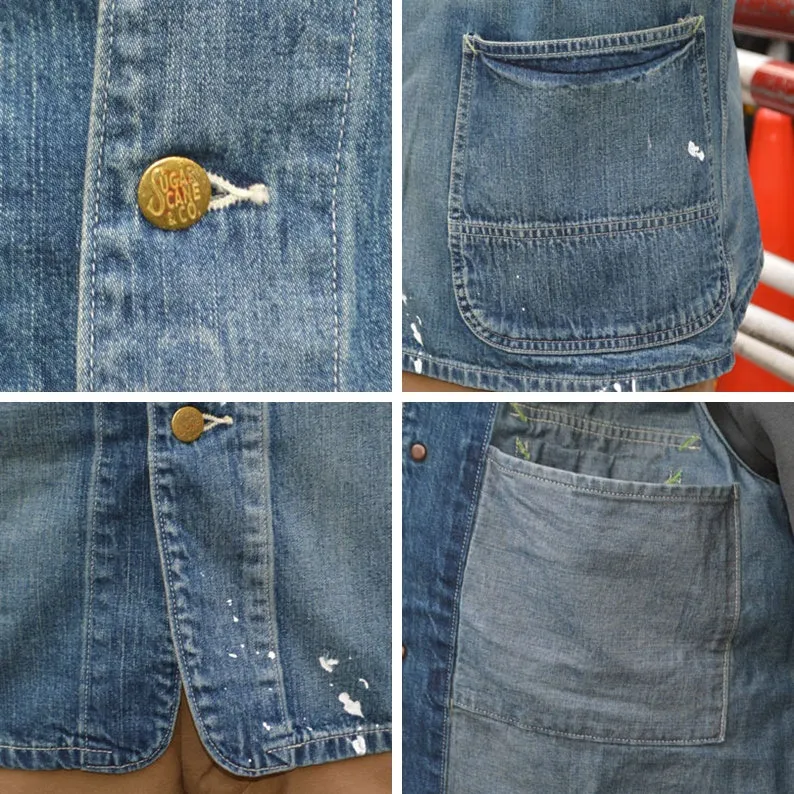 SUGAR CANE "SC15708" 11oz. Blue Denim Work Coat Aged Model