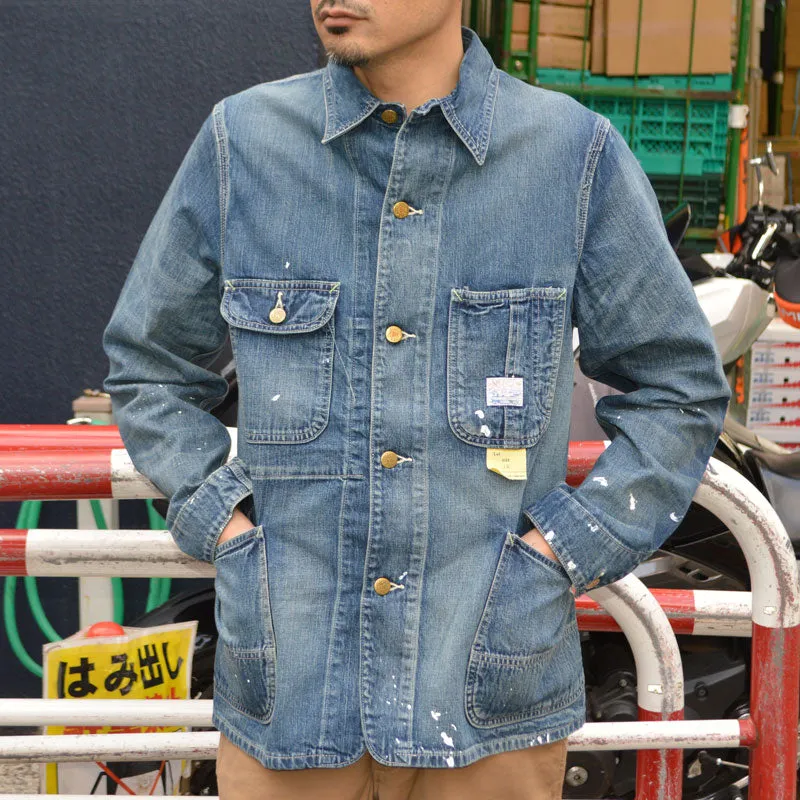 SUGAR CANE "SC15708" 11oz. Blue Denim Work Coat Aged Model