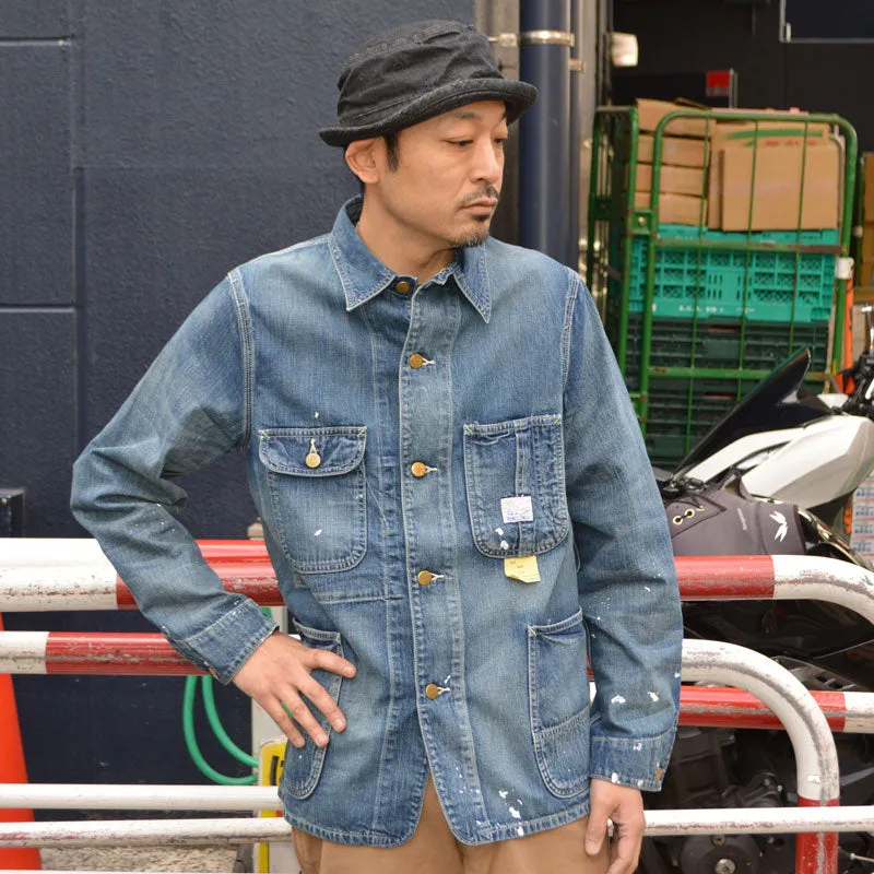 SUGAR CANE "SC15708" 11oz. Blue Denim Work Coat Aged Model