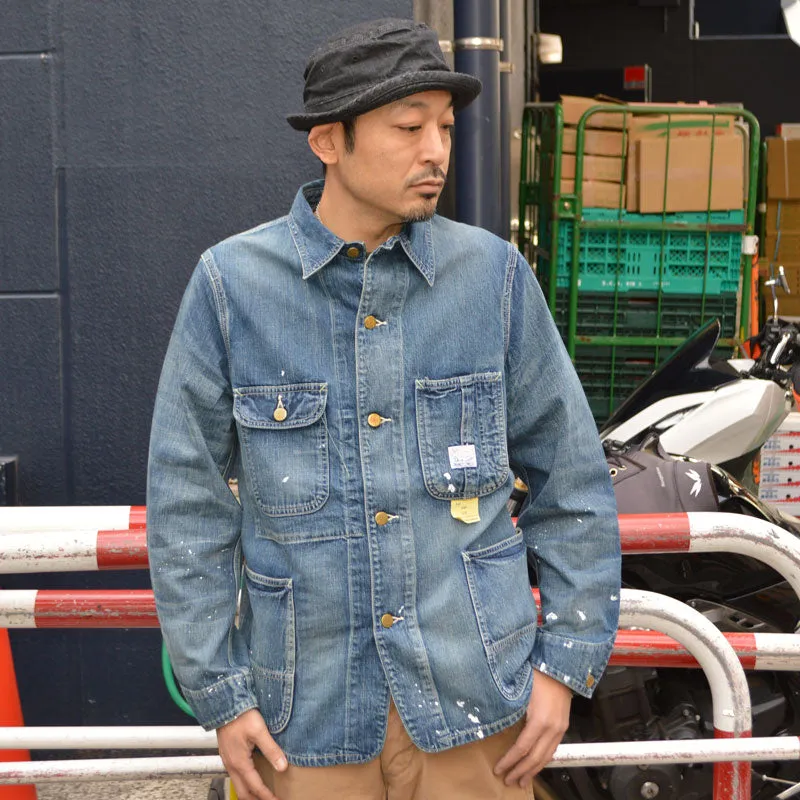 SUGAR CANE "SC15708" 11oz. Blue Denim Work Coat Aged Model