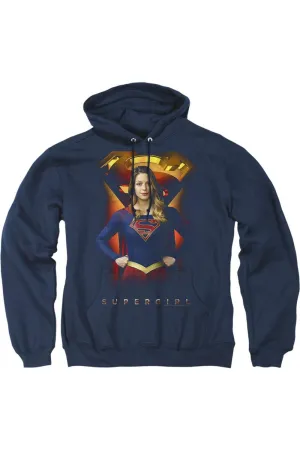 Supergirl Standing Symbol Adult Pull Over Hoodie / Hooded Sweatshirt