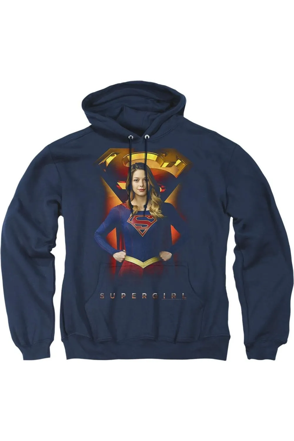 Supergirl Standing Symbol Adult Pull Over Hoodie / Hooded Sweatshirt