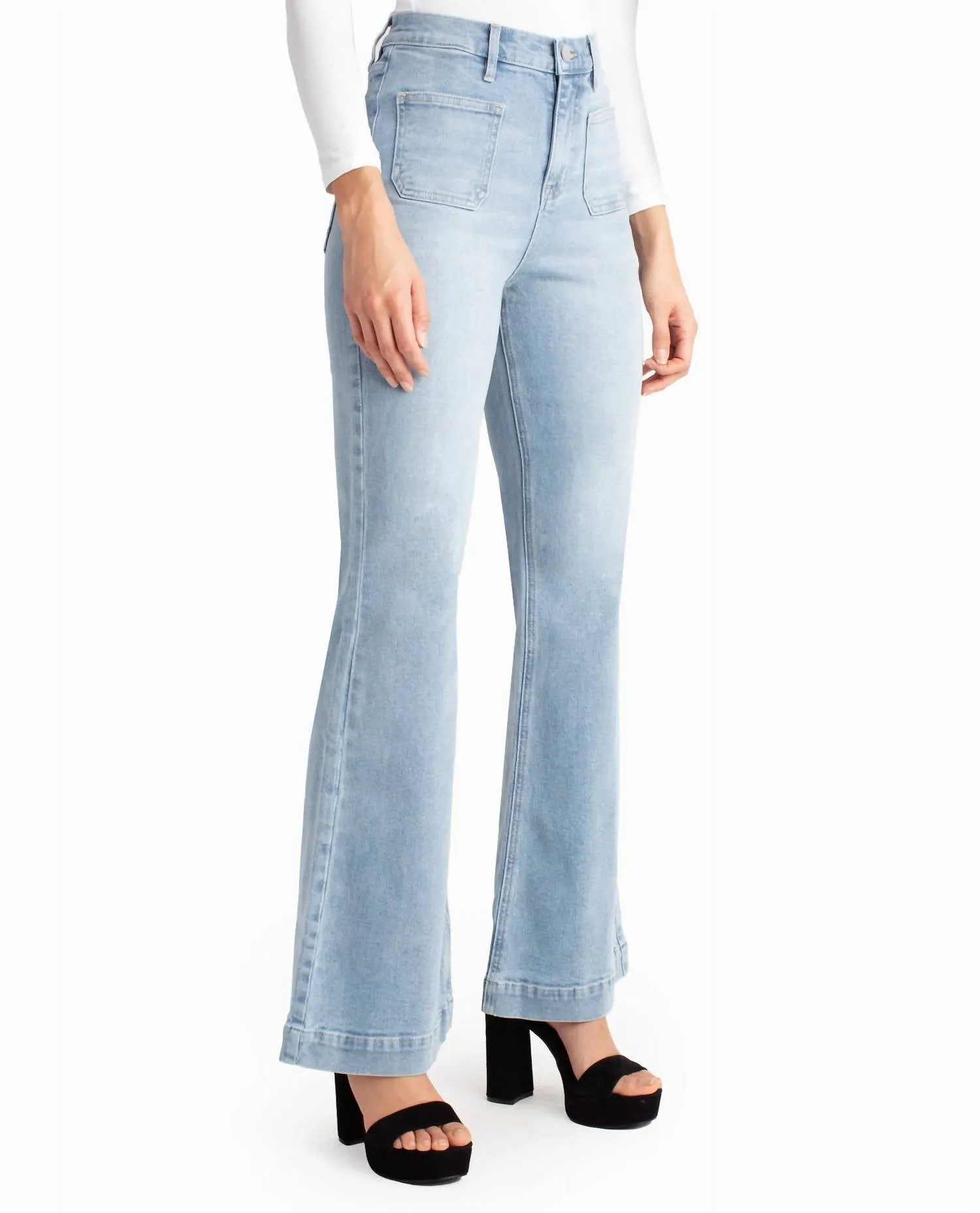 Sutton Place High Rise Flare Jean In Light Blue