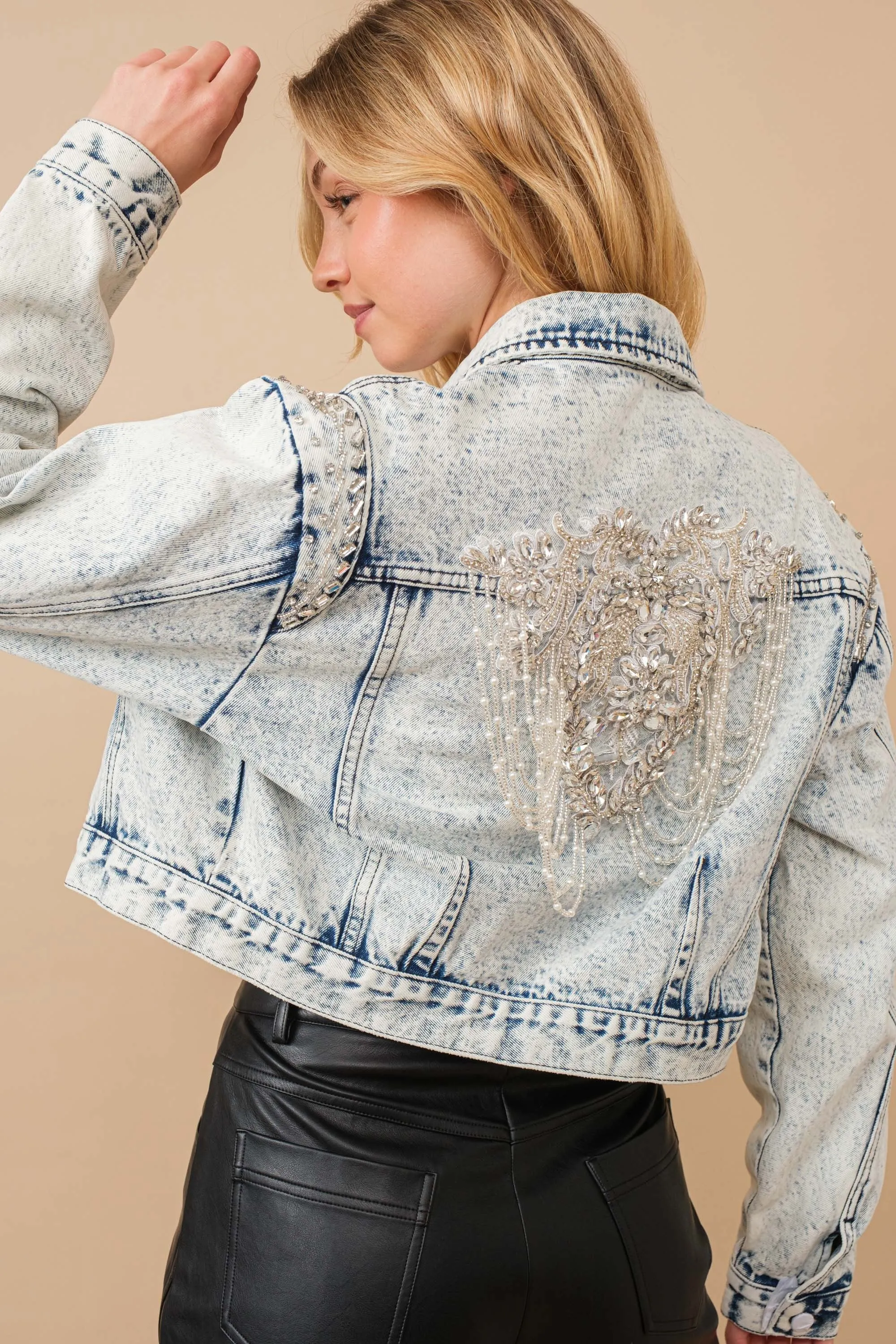 Taylor Rhinestone Embellished Denim Jacket