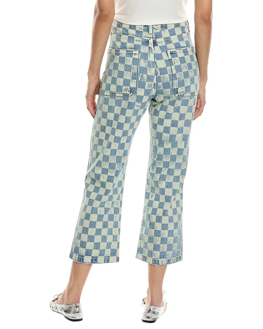 THE GREAT The Hero Indigo Check Stamp Jean