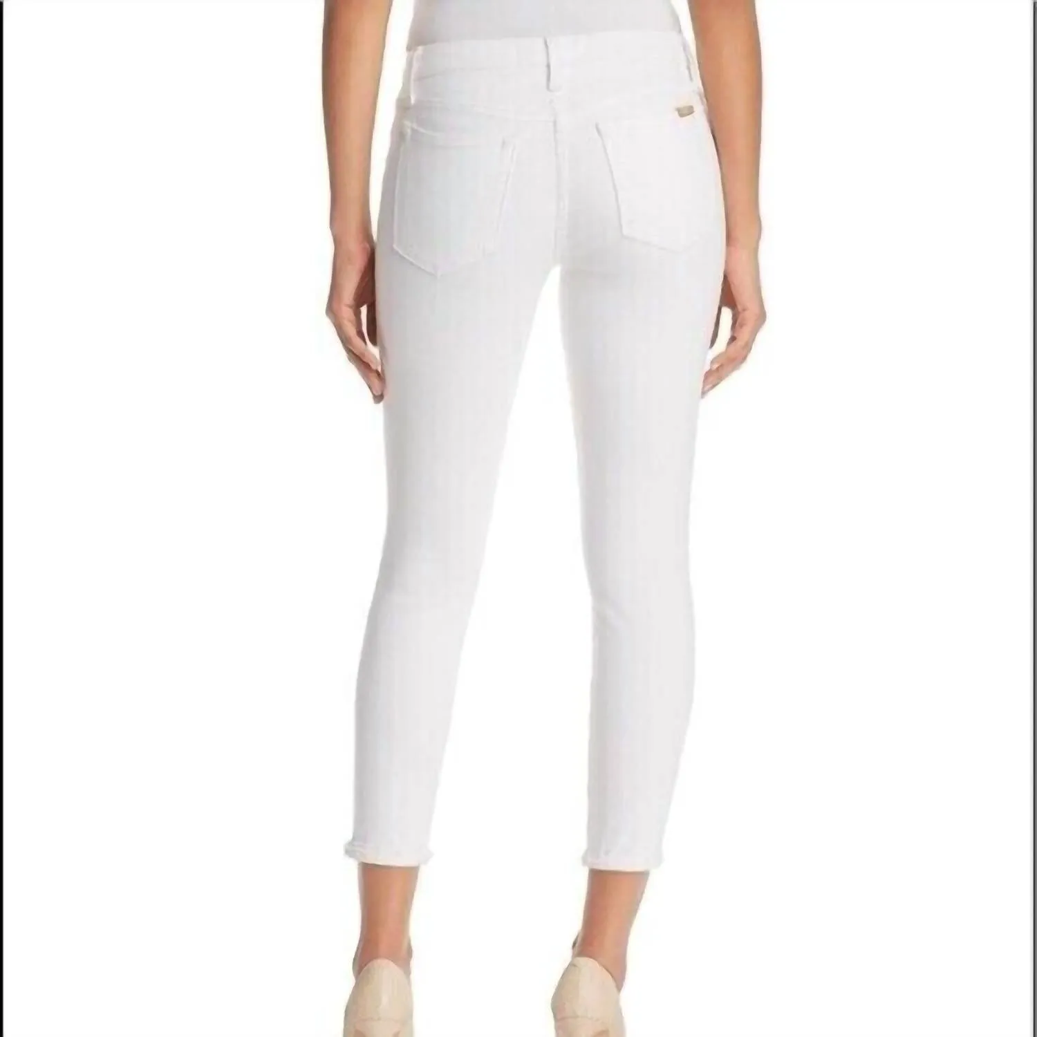 The Icon Crop Mid Rise Skinny Jeans In White