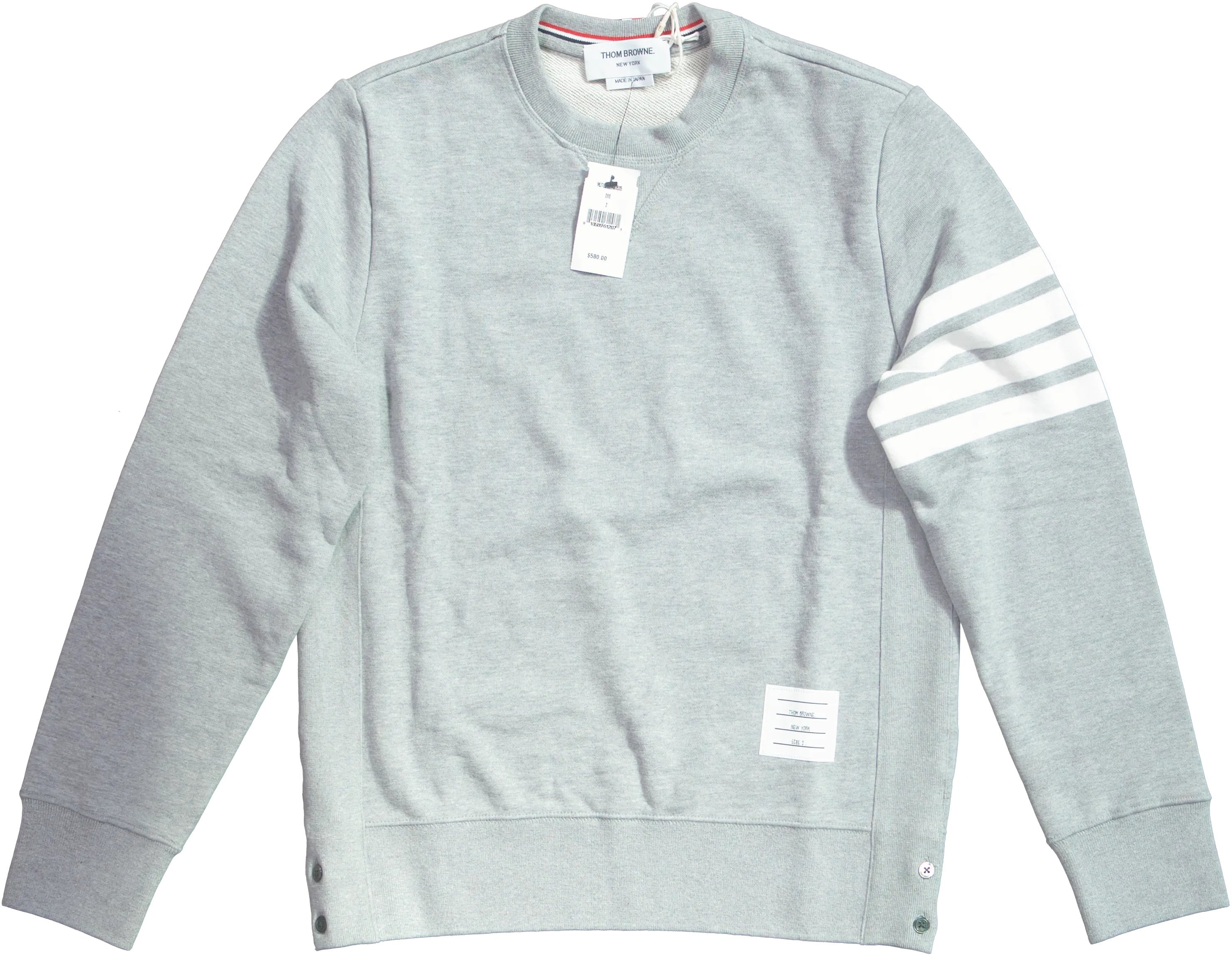 Thom Browne 4-Bar Loopback Crewneck Sweatshirt in Grey Cotton