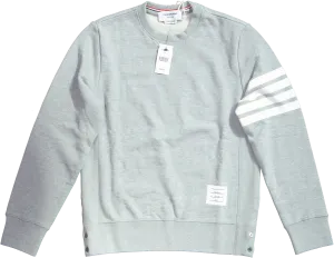 Thom Browne 4-Bar Loopback Crewneck Sweatshirt in Grey Cotton