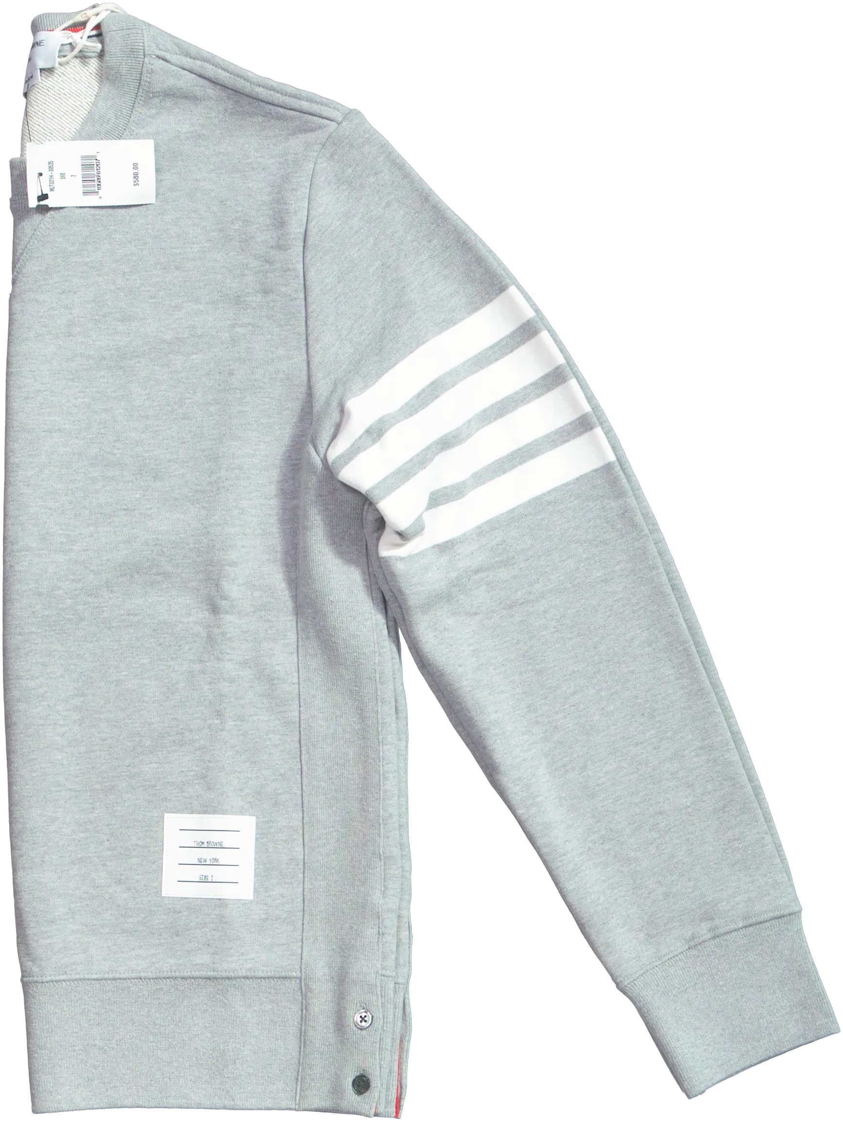 Thom Browne 4-Bar Loopback Crewneck Sweatshirt in Grey Cotton