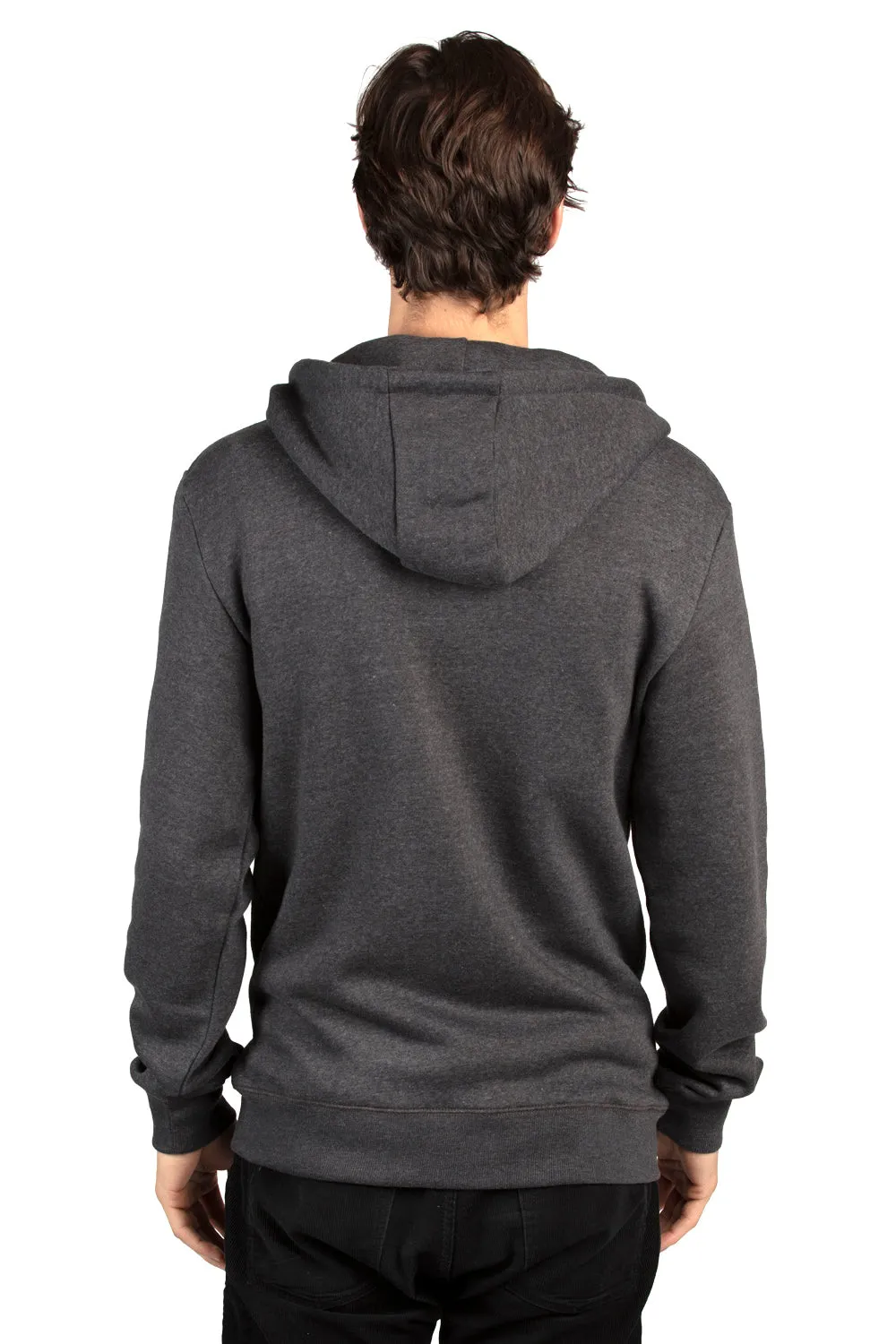 Threadfast Apparel Mens Ultimate Fleece Full Zip Hooded Sweatshirt Hoodie w/ Pockets - Heather Charcoal Grey