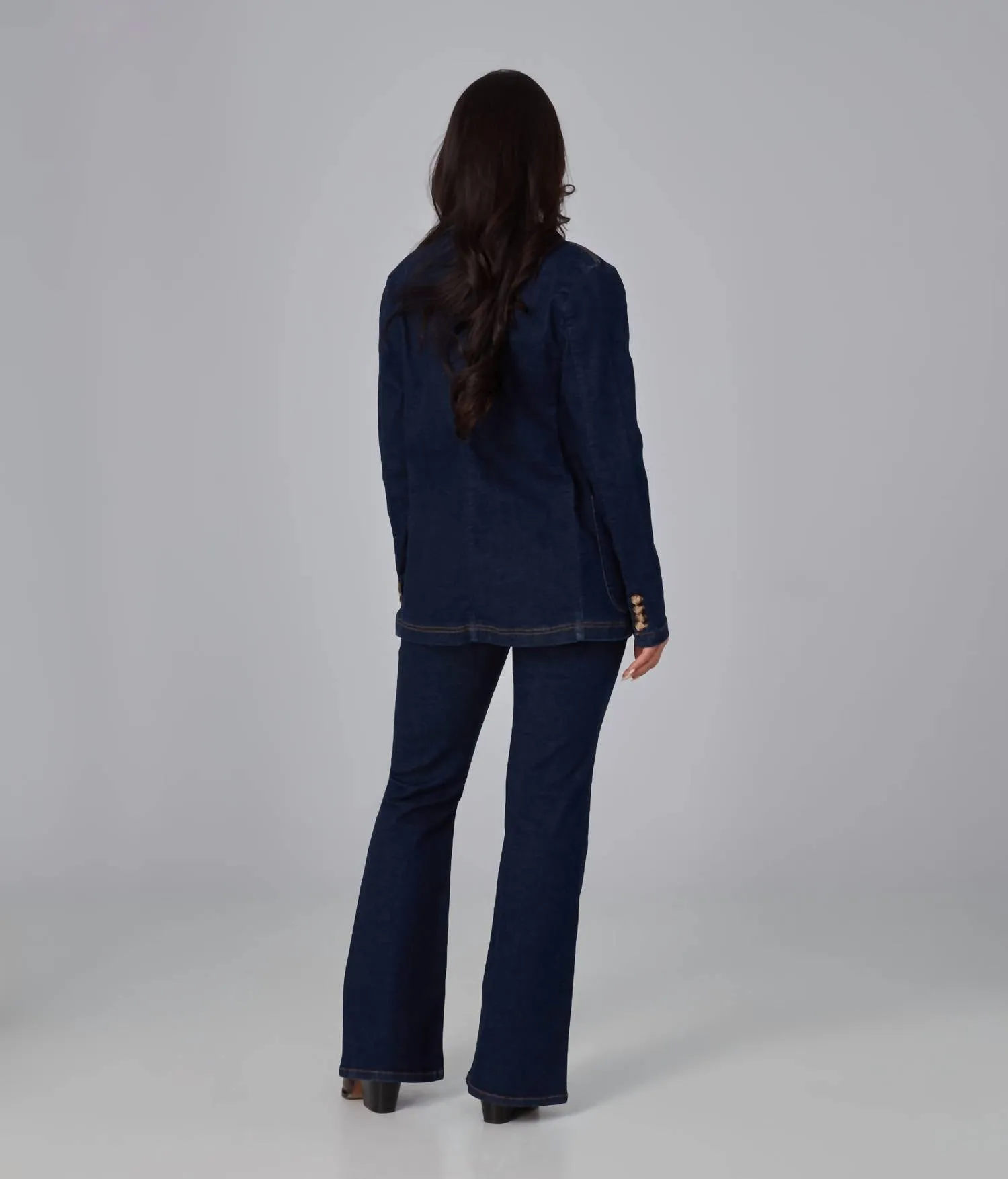 Tilly Drb Denim Blazer In Dk Rinse Blue