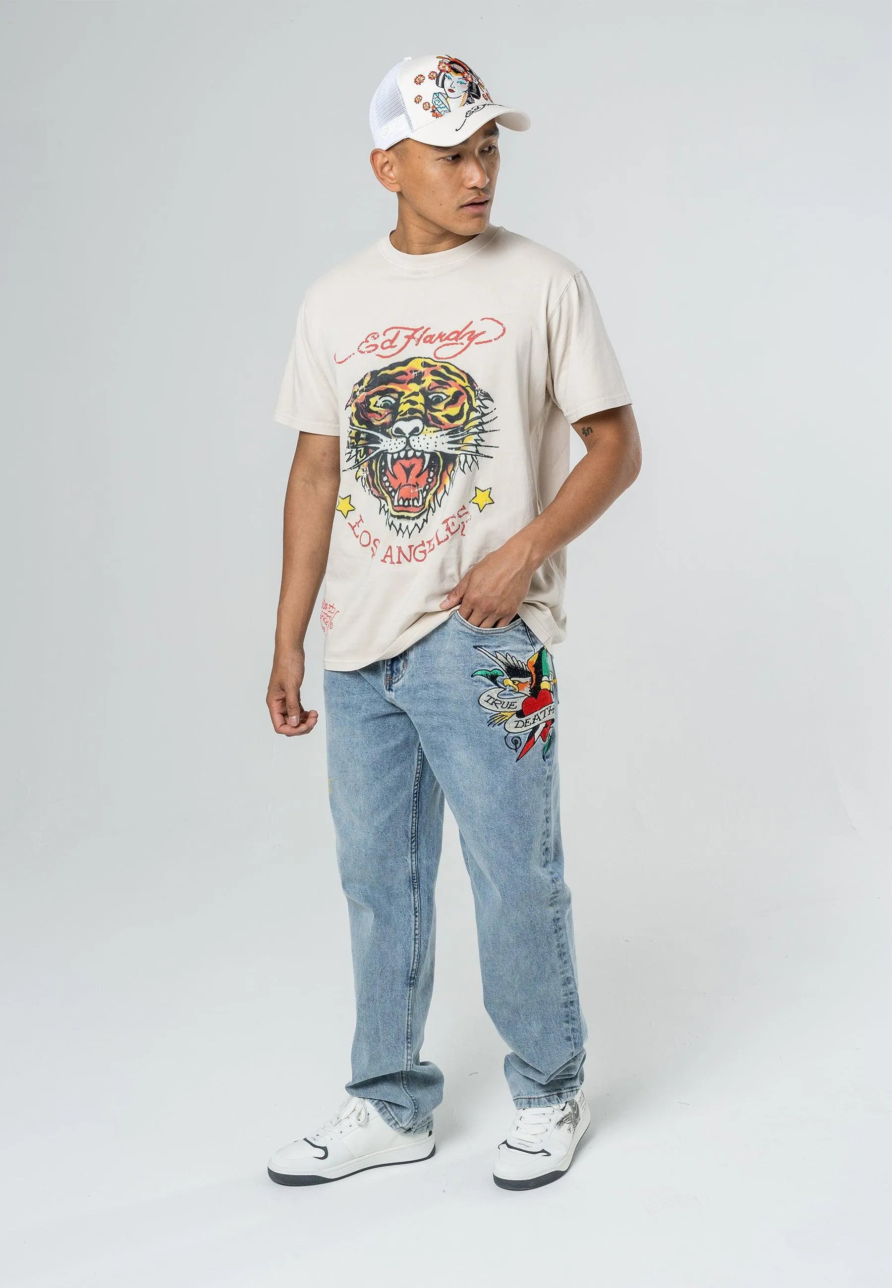 True-Til-Death Tattoo Graphic Jean Denim Pant - Bleach