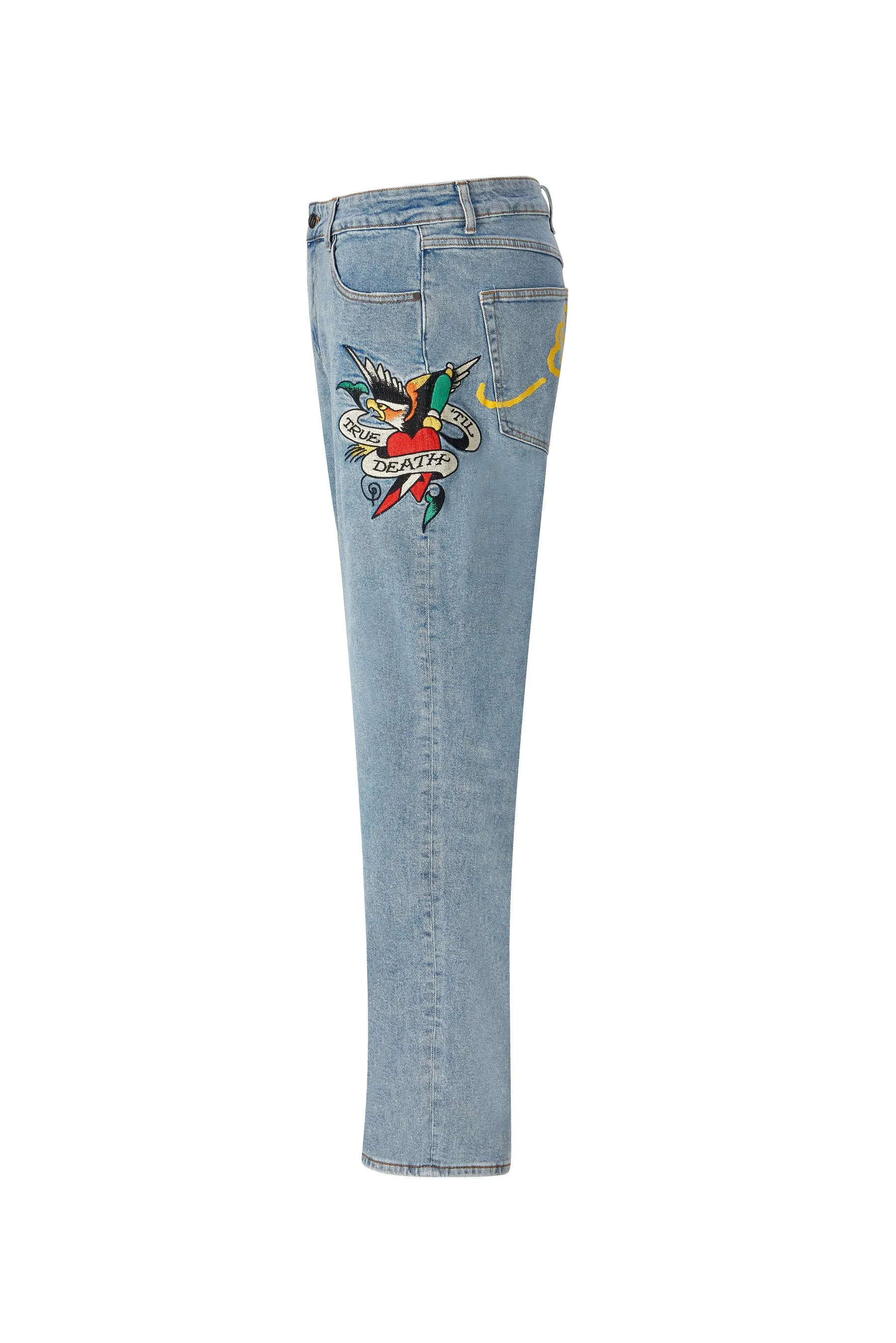 True-Til-Death Tattoo Graphic Jean Denim Pant - Bleach