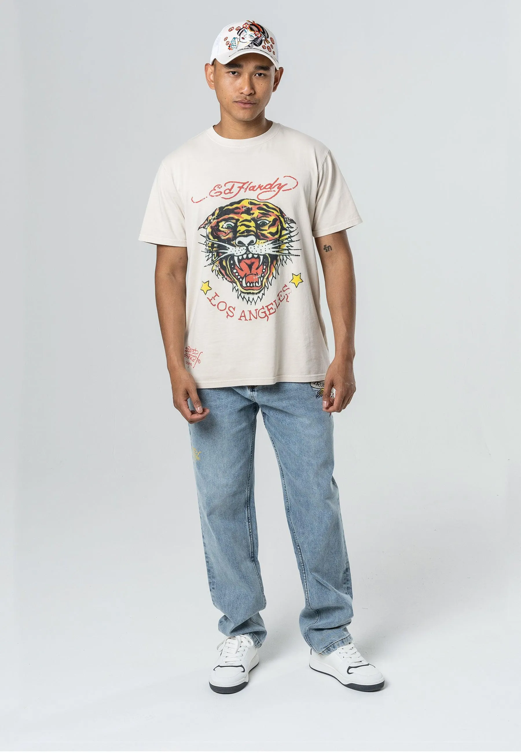 True-Til-Death Tattoo Graphic Jean Denim Pant - Bleach