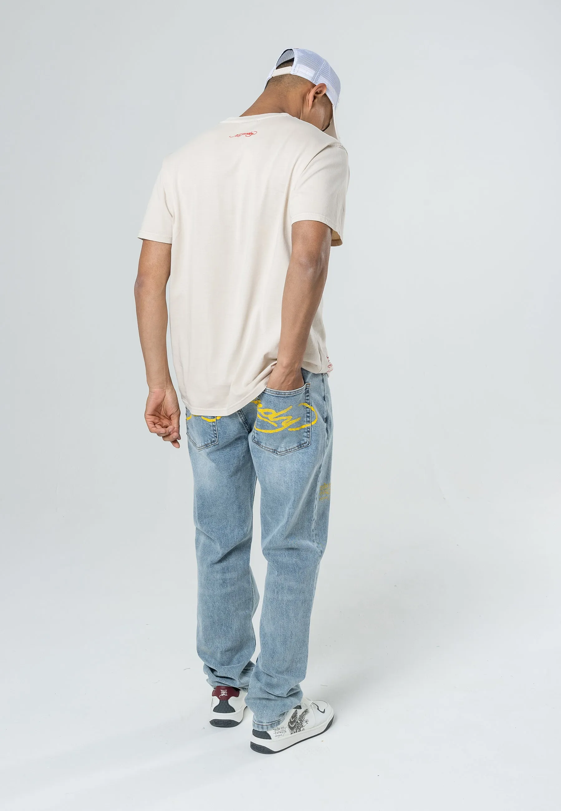 True-Til-Death Tattoo Graphic Jean Denim Pant - Bleach