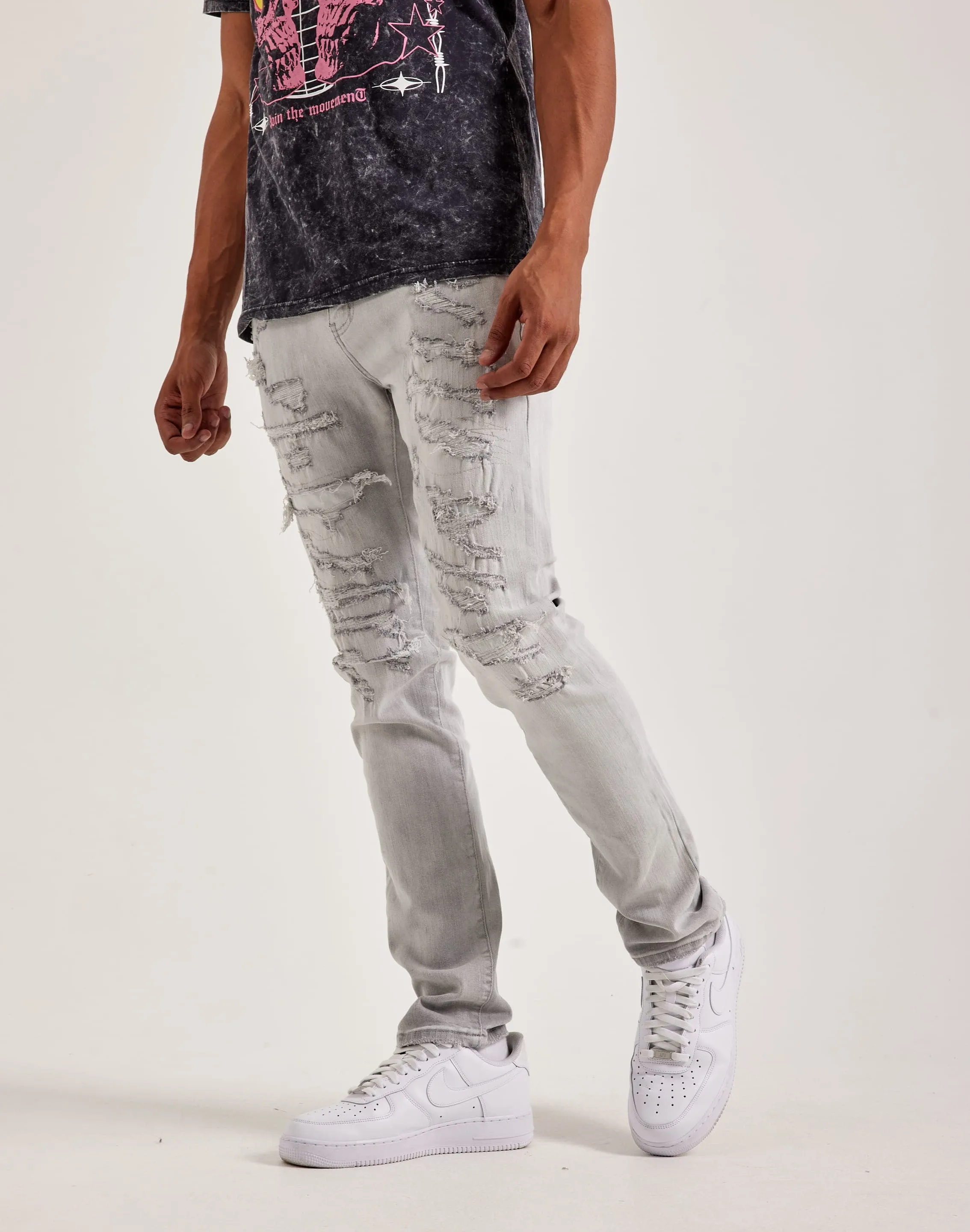 WAIMEA Skinny Rip & Repair Denim Jeans