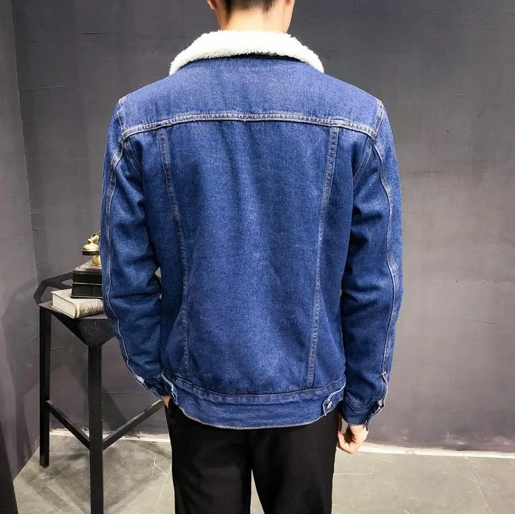 West Louis™ Trendy Warm Fleece Denim Jacket