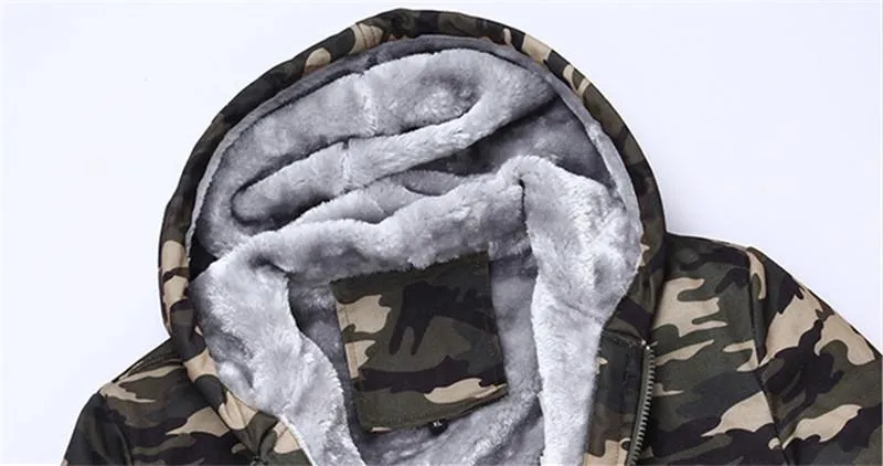 West Louis™ Winter Thick Fleece Camo Hoodie