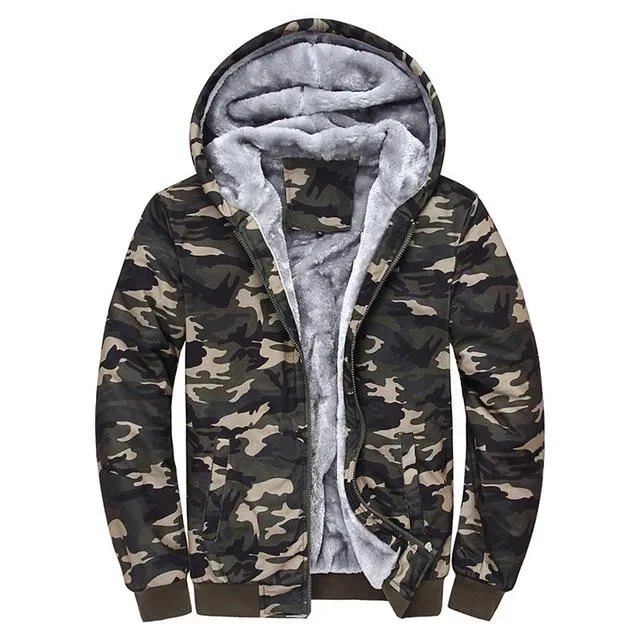 West Louis™ Winter Thick Fleece Camo Hoodie
