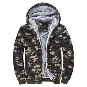 West Louis™ Winter Thick Fleece Camo Hoodie