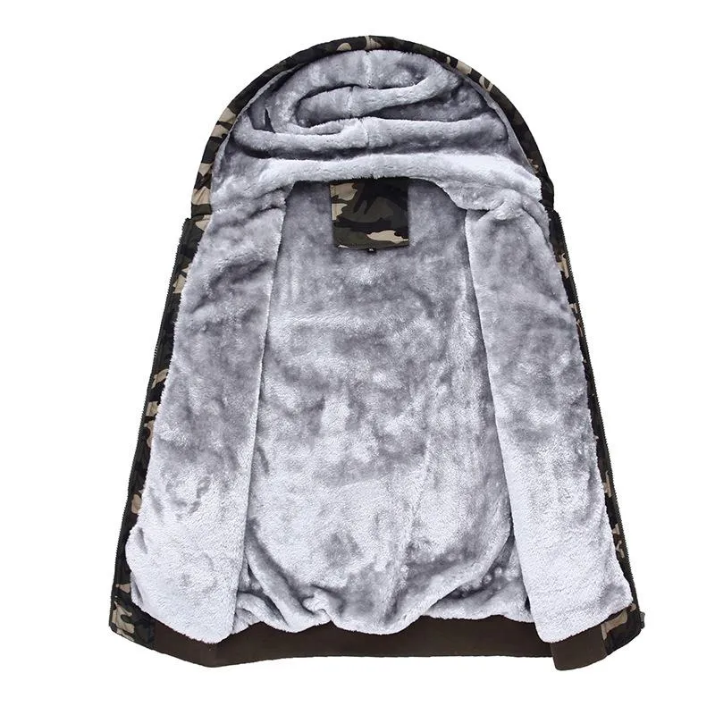 West Louis™ Winter Thick Fleece Camo Hoodie