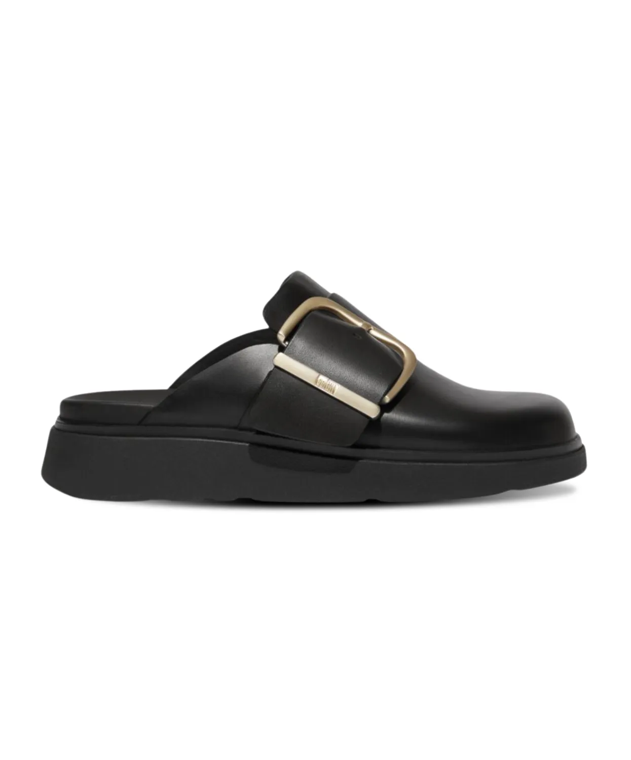 Womens Fitflop Shoes FitFlop Gen-FF Maxi Buckle Leather Mules Black