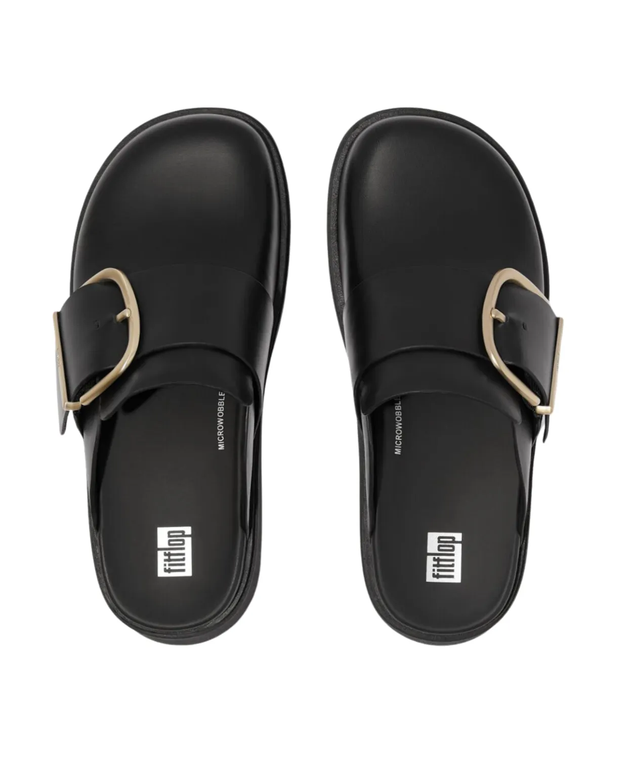 Womens Fitflop Shoes FitFlop Gen-FF Maxi Buckle Leather Mules Black
