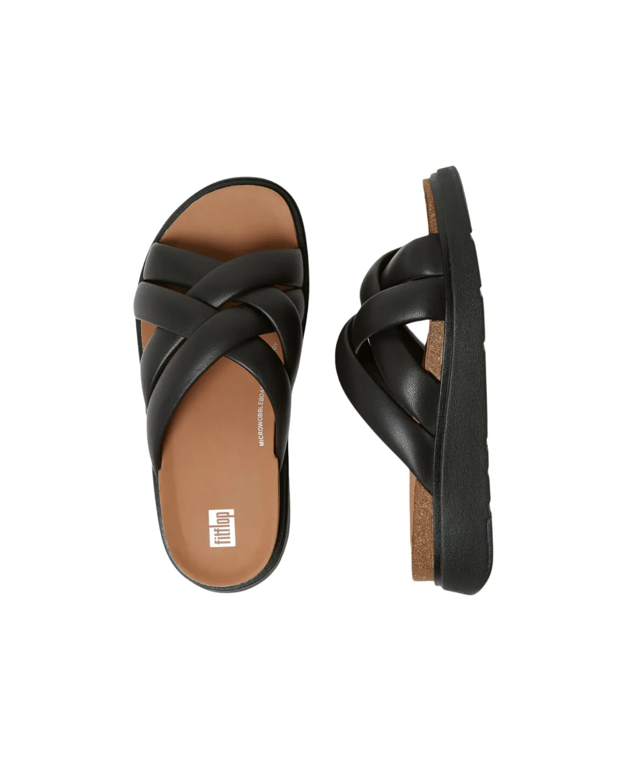 Womens Fitflop Shoes FitFlop Gen FF Padded Strap Leather Slide Black