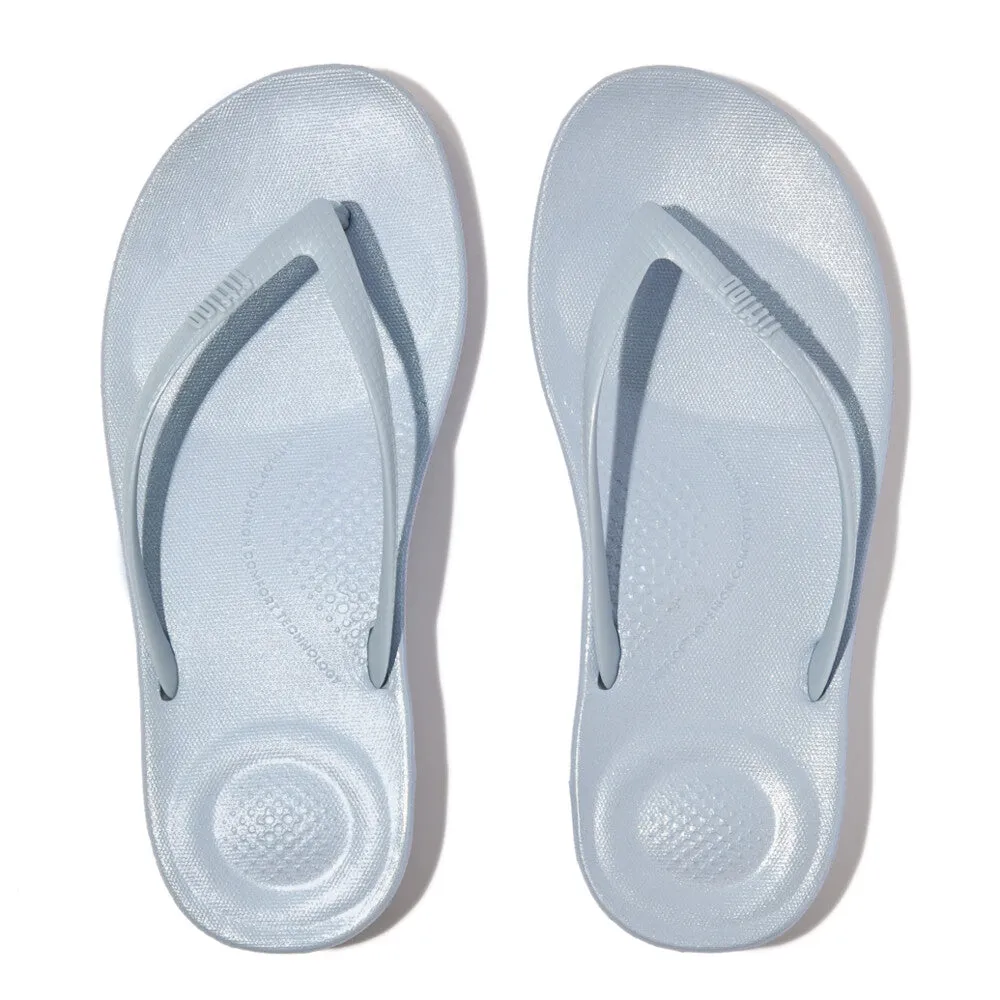 Womens Fitflop Shoes FitFlop iQushion Pearlized Thongs Blue