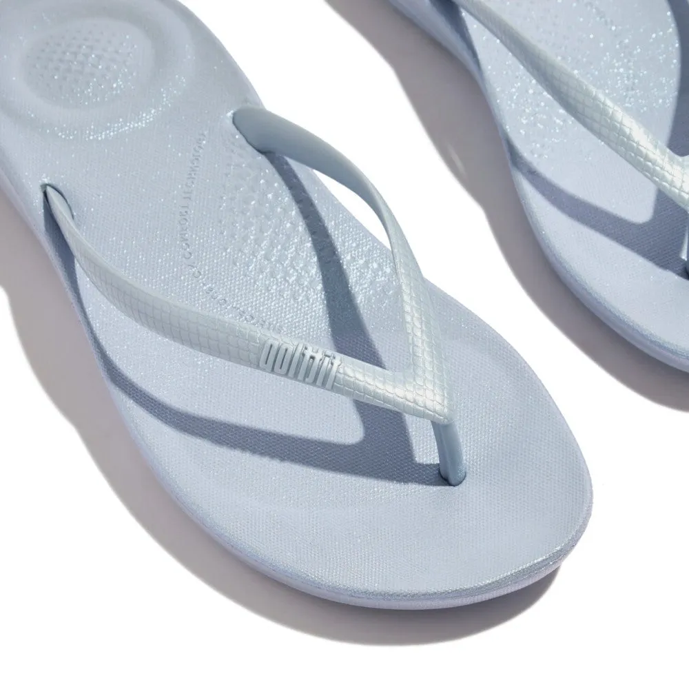 Womens Fitflop Shoes FitFlop iQushion Pearlized Thongs Blue