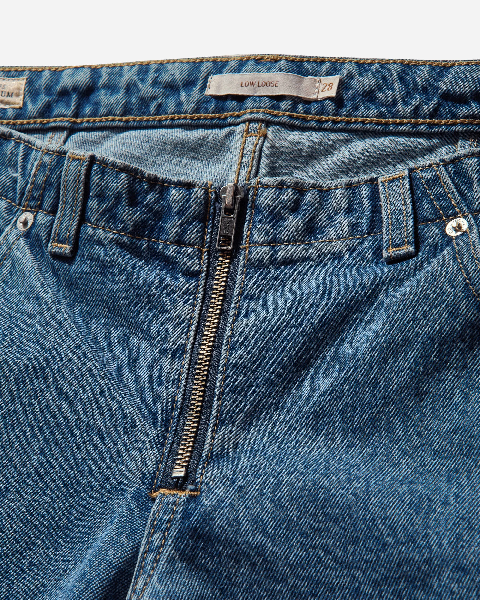 Women's Low Loose Styled Zipper Jeans Indigo