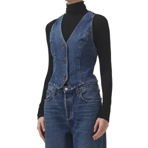 Womens Surplice Sleeveless Denim Vest