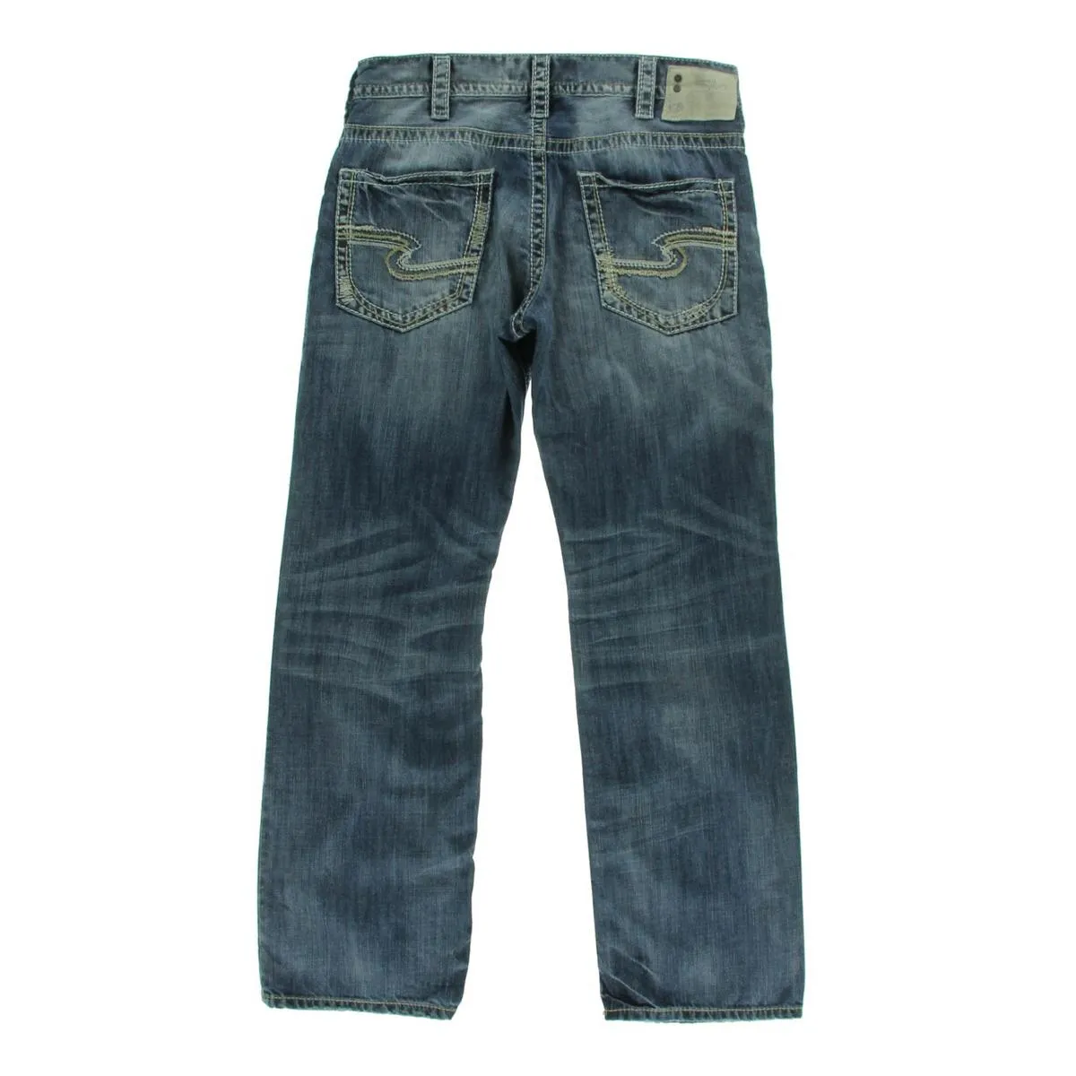 Zac Mens Whisker Wash Distressed Straight Leg Jeans