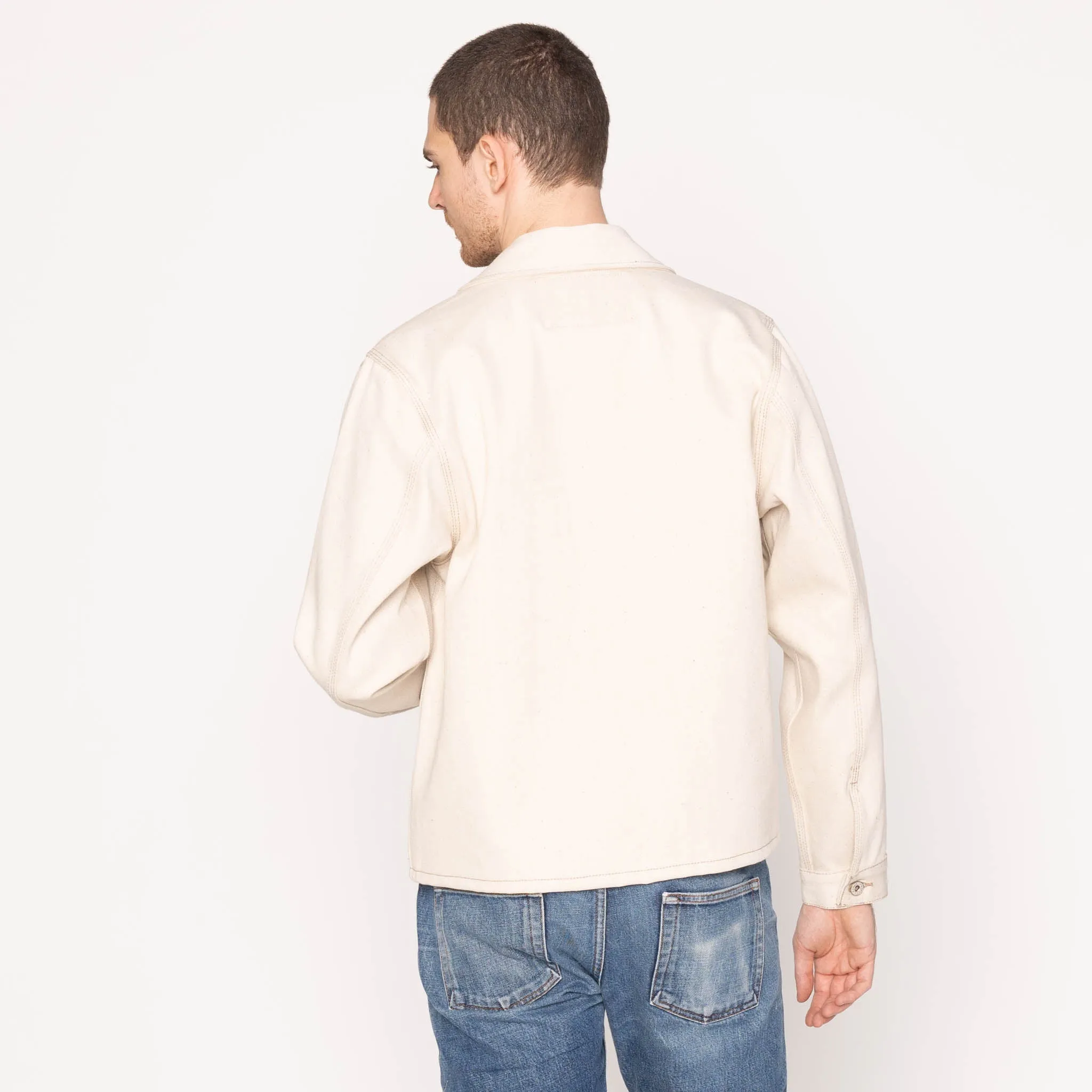 Zip Jacket - All Natural Ecru Foxfibre® Selvedge