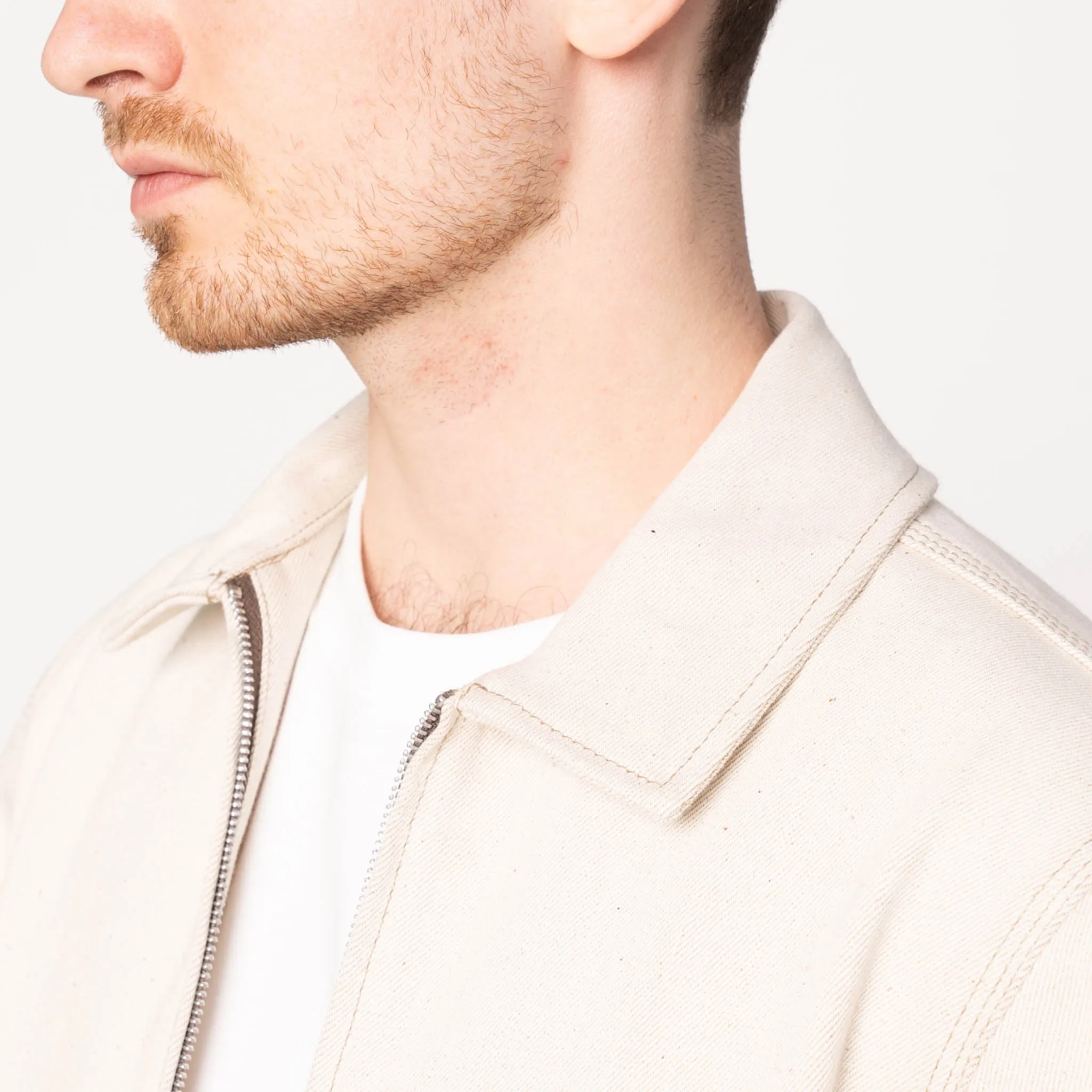 Zip Jacket - All Natural Ecru Foxfibre® Selvedge