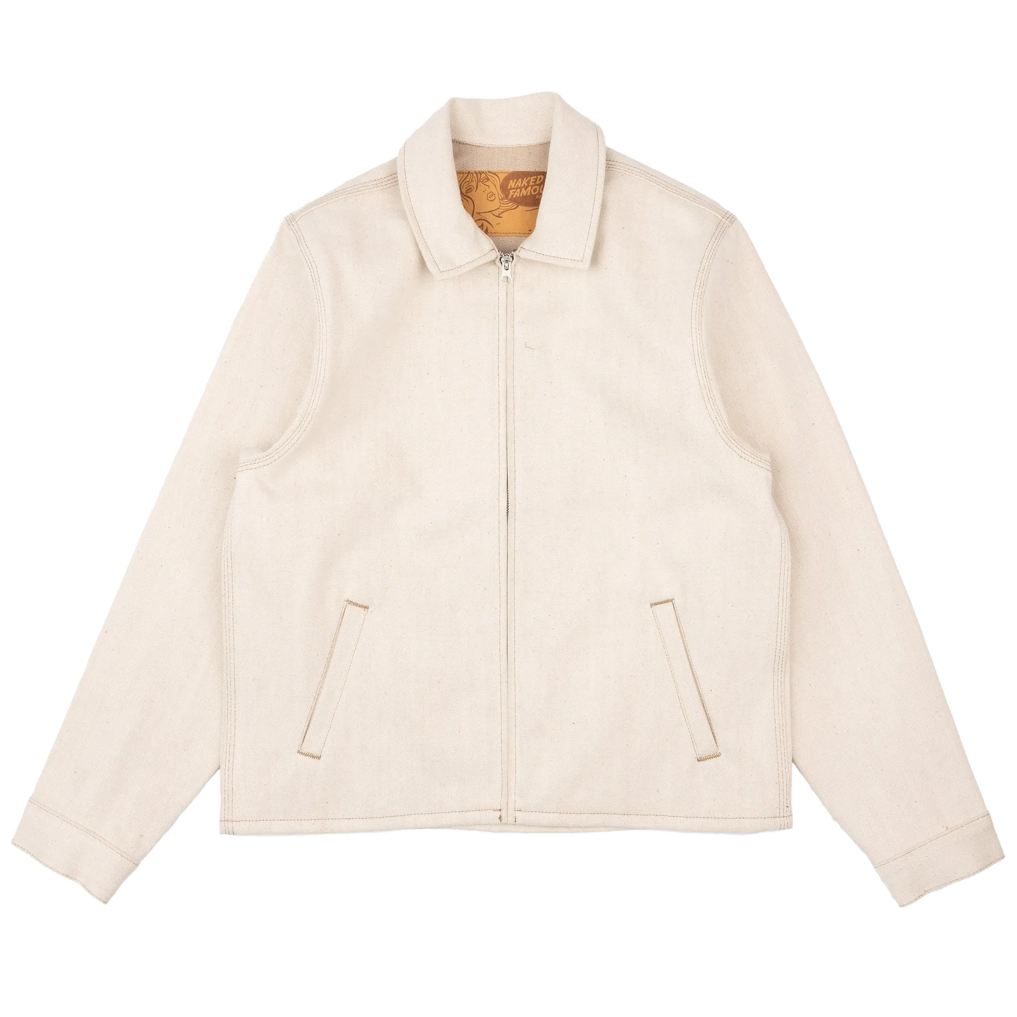 Zip Jacket - All Natural Ecru Foxfibre® Selvedge