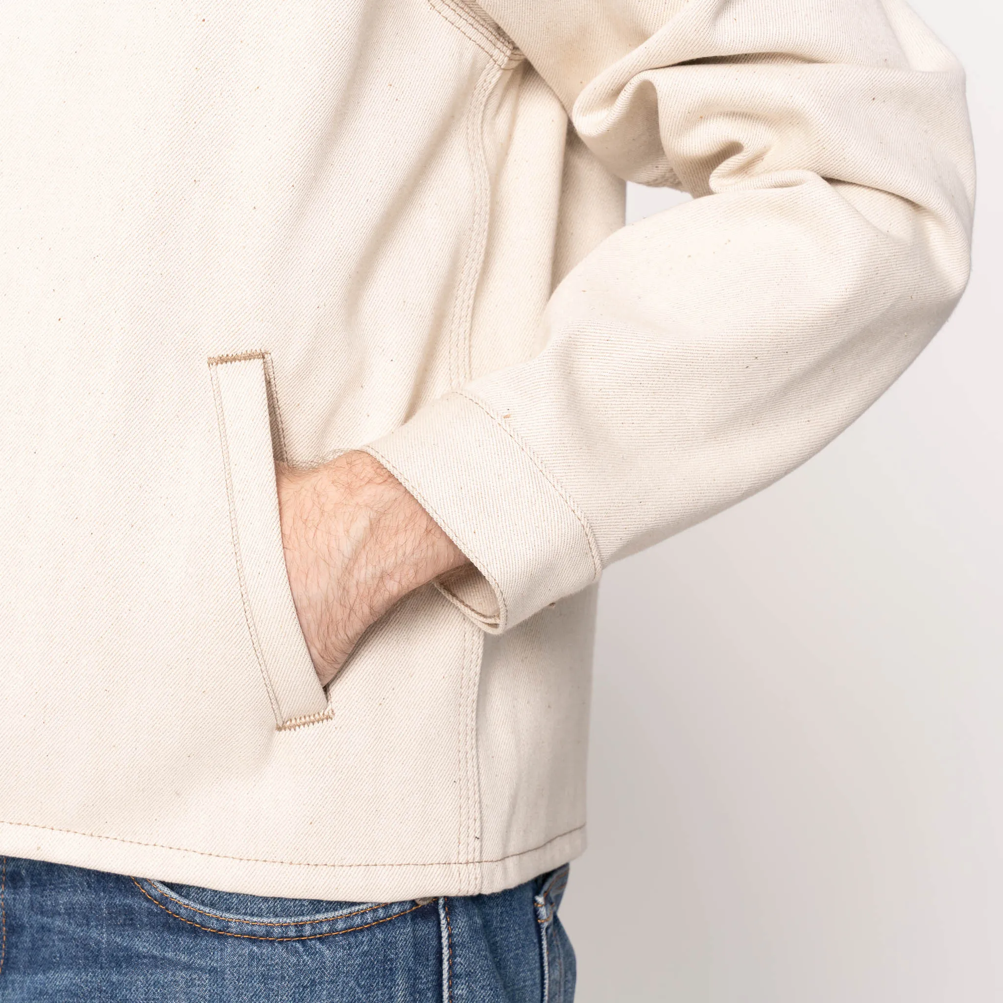 Zip Jacket - All Natural Ecru Foxfibre® Selvedge