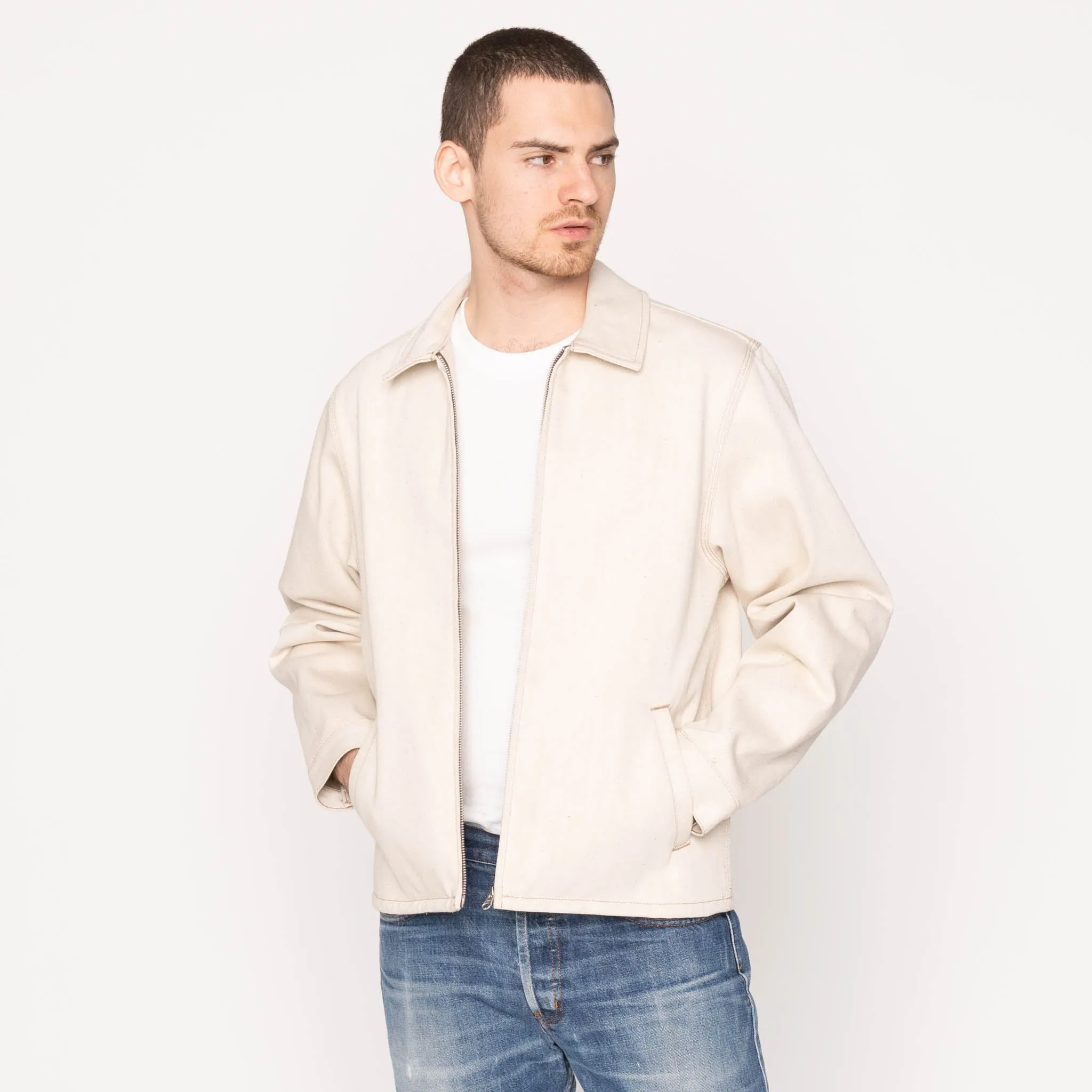 Zip Jacket - All Natural Ecru Foxfibre® Selvedge