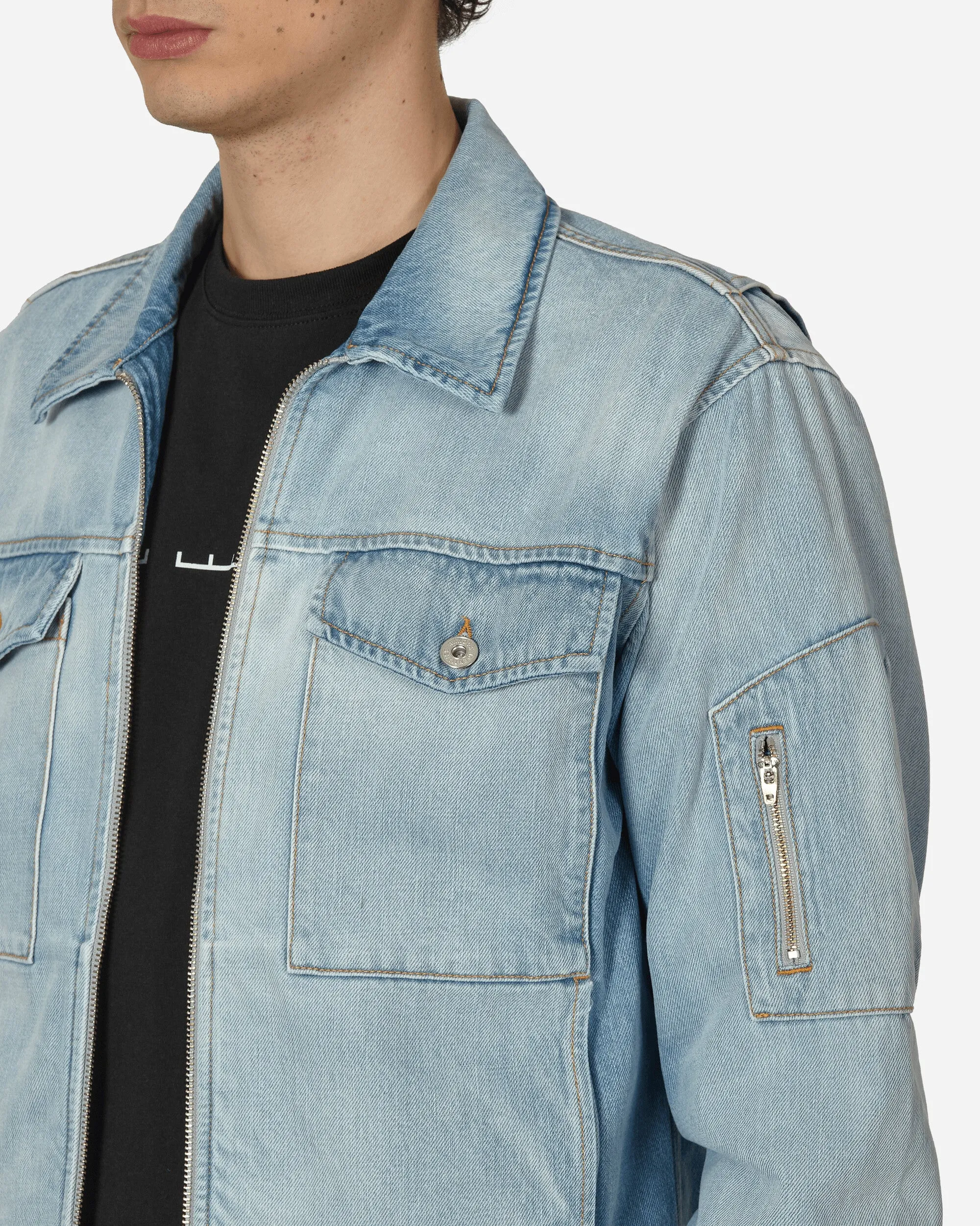 Zipped Denim Jacket Blue