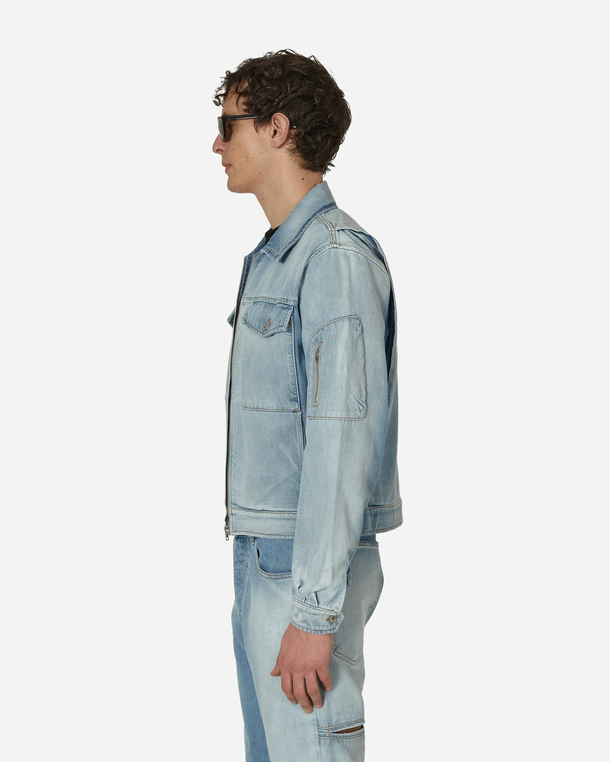 Zipped Denim Jacket Blue