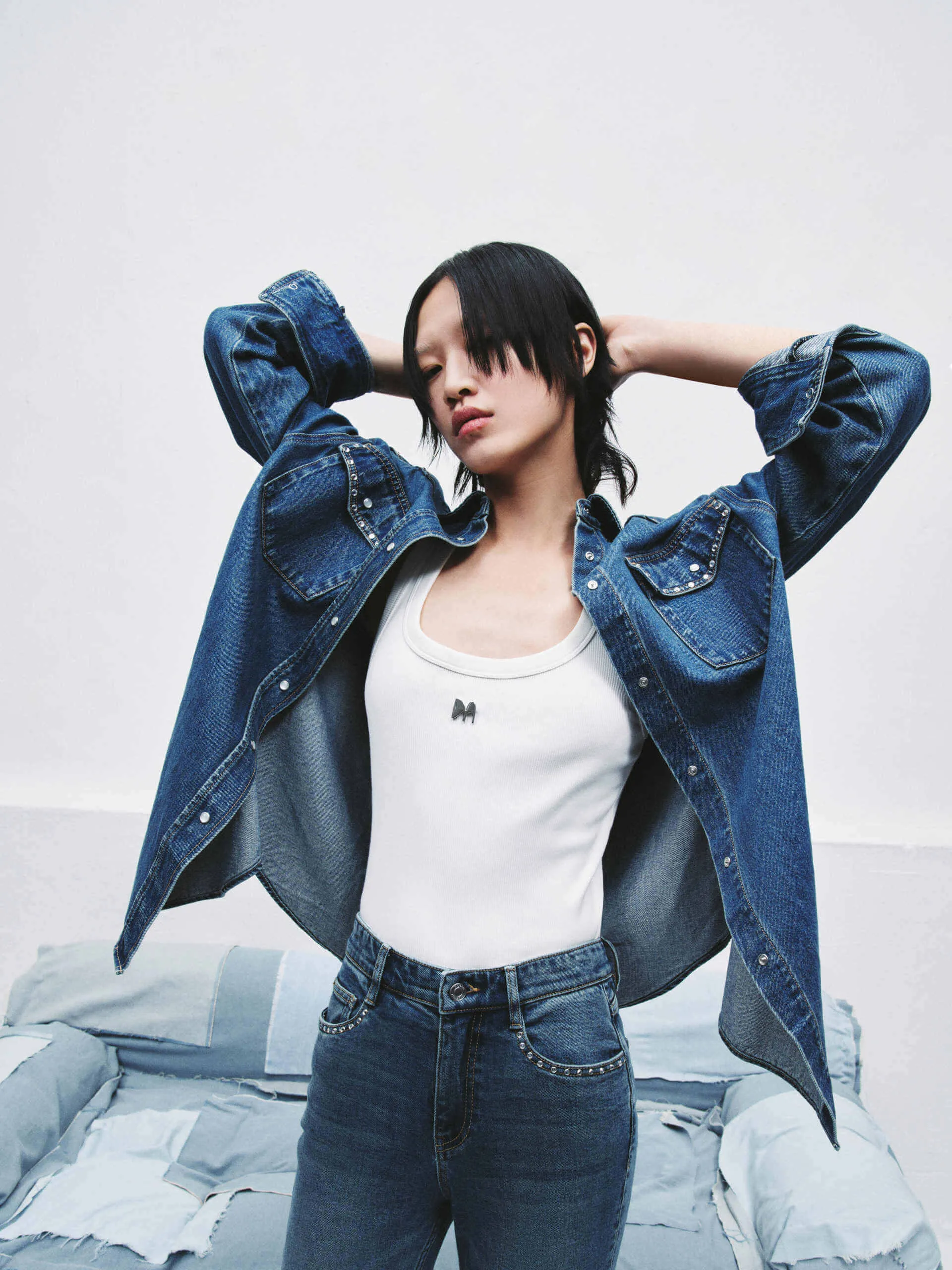 Zircon Detail Denim Jacket
